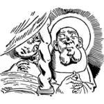 Ilustración vectorial de Saint Anthony de Padua durmiendo